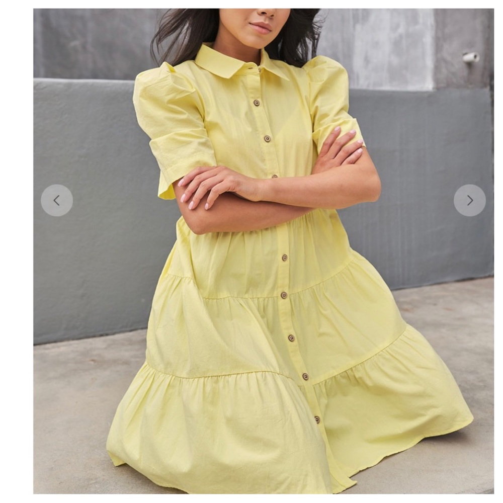 09 Fabulous Puffed Sleeve Tiered Button Up Dress